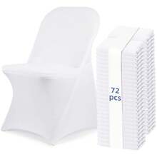 Tomnk [Buy More, Save More]36/55/72/100/110/165 Pcs Spandex Stretch Folding Chair Covers, Universal Fitted Washable Slipcovers For Dining, Party, Wedding, Banquet, Party Decoration, Mother's Day Decor - 白色 - 查看 16