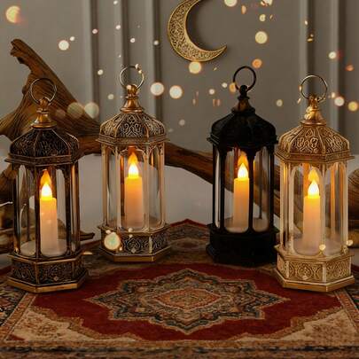 Đèn lồng nến LED, đèn trang trí kiểu Trung Đông, thích hợp cho phòng khách, phòng ngủ, sân vườn, hiên nhà, tiệc tùng, bàn ăn, trang trí tiệc theo chủ đề trăng lưỡi liềm.