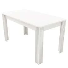 Esszimmertisch, Zeitgemäßer Esstisch, Robuster Esstisch, Tisch mit vier Beinen,Eichenholztisch, Rechteckiger Esstisch, Kaffee-Freizeittisch, Modern einfacher Esstisch, Beton-Optik[OLD SKU:WF312300AAB] - Blanc - Voir 3
