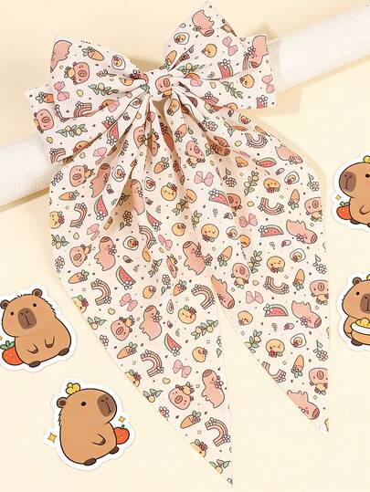 1pc Multi-Color Capybara Long Tail Hair Clip, S Size, Suitable For Girls, Fabric Capybara Decor Hair Clip, Fashionable Alligator Clip, Capybara Hair Accessory, Suitable For Party Gift