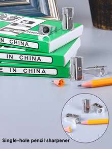 مجموعة 2/4/6/8/10 قطع من مبراة أقلام معدنية صغيرة، مبراة أقلام يدوية من سبيكة الألومنيوم بفتحة واحدة، مناسبة لمتاجر القرطاسية ومنطقة لوازم المدرسة - فضي - مشاهدة 1