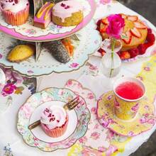Truly Scrumptious Party Vintage Floral Tea Cups And Saucer Sets, Pack Of 12, Height 8cm, 3 Inch, Mixed Colors - 1 - View 8