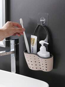 1pc Adjustable Modern Kitchen Sink Organizer - Multifunctional Plastic Hanging Basket With Drainage, Dish Rack, Sponge & Produce Holder, Drying Rack, Sink Drain Rack, Dish Soap Sponge Holder, Kitchen Accessories