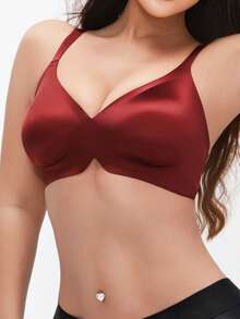 Áo ngực nữ không gọng, không đường may, nâng đỡ bằng gel dẻo, thoải mái, bền và có thể giặt được. - Màu Đỏ Sâu - Xem 4
