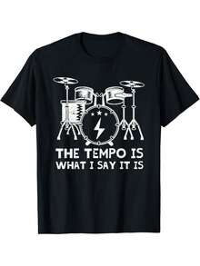 Men's Drummer Design Percussion T-Shirt From LocalBest - Black - View 6
