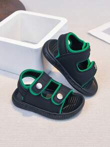 1 Pair Unisex Flat Open Toe Sandals, Soft Sole Non-Slip Baby Beach Shoes, Suitable For Summer - Black - View 3