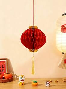 1个/3个红色蜂窝剪纸灯笼，红色中国灯笼，悬挂装饰，场景装饰，适用于中国新年、生日、节日装饰、吉祥物、家居装饰和派对装饰。