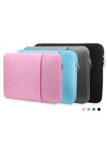 1pc Solid Color Casual Laptop Sleeve Bag, Fits 11.6/12.5/13.3/14/15.4/15.6/16/17 Inch Laptops, Compatible With Huawei/Apple//HP//Hasee - Baby Pink - View 6