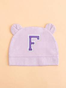 Touca infantil leve roxa com 26 letras e orelhas duplas, touca fofa para recém-nascido, macia, respirável e confortável, adequada para bebês de 0 a 3 meses, vários estilos disponíveis. - Roxo Malva - Ver 21