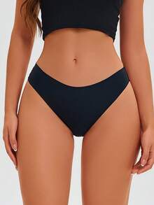 1 quần lót ren liền mạch cạp thấp gợi cảm cho nữ màu đen - màu đen - Xem 2