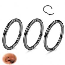 ADYJELY Set de 3 anillos nasales hipoalergénicos de acero inoxidable, aros de cartílago de 16G/18G, aros de septum, el mejor regalo para niñas, anillo de segmento chapado en oro de 18K, aros para el ombligo, aros para el labio, aros para hélice, rook, trago, snug/concha, 2do/3er lóbulo, de 6mm, 8mm, 10mm, 12mm para oreja/aro de ceja, joyería de perforación corporal para mujeres y hombres - SQ - Ver 30