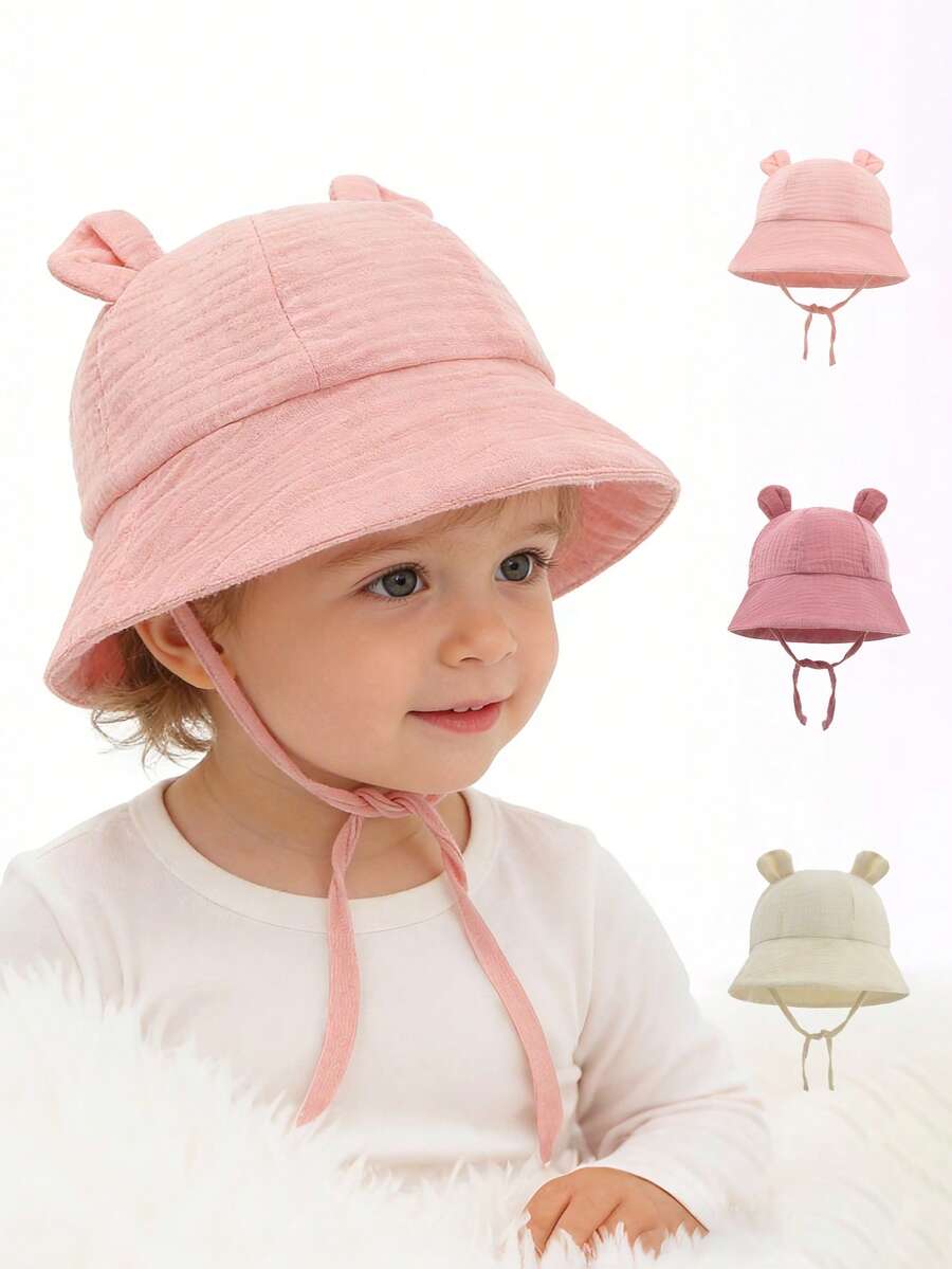 1pc Kids Rabbit Ear Bucket Hat, Adjustable Drawstring Bucket Hat, Anti-Slip Children Sun Hat, Suitable For Casual Outings, Parent-Child Play, Daily Wear - Multicolor - View 1
