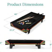 40in Tabletop Billiard Table, Pool Arcade Game Table For Living Room & Game Room, Includes 2 Cue Sticks, Full Ball Set, Storage Bag - Arcade - View 3