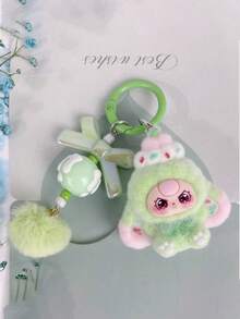 可爱卡通动物背包挂件 - 树脂材质，天鹅绒DIY手机挂饰，毛茸茸的耳朵和生动的表情，粉色和多种颜色可选，耐用树脂材质，适用于背包、钥匙，是送给女性和青少年的礼物（生日、情人节） - 单个挂件，背包装饰，趣味设计，迷人吊坠，装饰钥匙扣，青少年配饰，温馨礼物，可爱爱好者，包包挂饰，可伸缩挂绳，可爱粉丝 - 彩色 - 查看 6