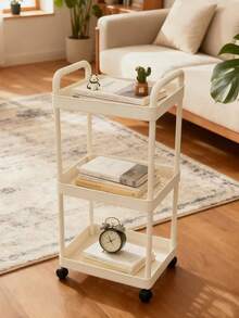 3/4 Tier Heavy Duty Rolling Storage Cart - Movable Small Cart Storage Rack, Sturdy Plastic Structure, Easy Assembly No Tools Needed, Space Saving, Suitable For Kitchen, Bathroom, Office, Bedroom - Fit For Home And Commercial Use - White/Black Heavy Duty Storage Cart, Compact Design, - Car Storage Rack/Black - View 3