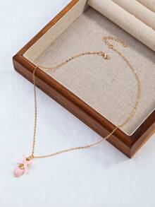 1pc Cute Lolita Style Bowknot Shoe Pendant Necklace - Pink - View 5