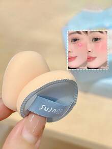 5个/套 天蓝色迷你化妆海绵 - 盒装可爱卡通绵羊图案，便携迷你拇指化妆海绵套装，柔软亲肤，轻柔粉底妆效 - 适用于液体和膏状粉底、腮红，打造光滑底妆，遮瑕提亮，植绒气垫粉扑