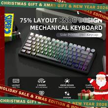 ATTACK SHARK X85 Gasket Mechanical Keyboard With Knob,75% Tri-Mode(BT5.0/2.4G/USB-C) Wireless Gaming Keyboard &Five-Layer Padding, RGB,5000mAh, Hot-Swappable Side Print PBT Keycaps- Holiday Xmas Gift, New Year 2026 Edition For Women - Multicolor - View 1
