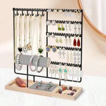Organizador de Joyas, Organizador de Aretes de 5 Niveles Estante de Joyas, Exhibicin de joyas de Collares, Joyero Organizador Para Guardar Pulseras Pendientes Anillos Relojes - negra - Ver 2