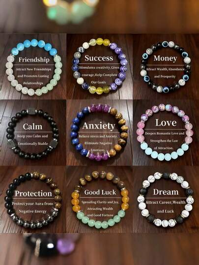 Magic Crystal Bracelet 9Pcs - Peace Prosperity Luck Christmas Gift Unisex,Optimism And Positivity, Confidence And Strength, Alum Stone, Offers And Clearances On Everything, Flash Offer, First Communion Souvenirs