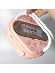 1PC Sanrio Hello Kitty & Friends Pink Lunch Box Set - Leakproof, Rectangular, Durable Plastic Lunch Box Container With Compartments, Hand Washable For Work, School And Travel, Work Lunch Storage Box | Character Themed Lunch Box | Easy To Clean Material, Sanrio - Multicolor - View 7