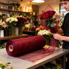 1 Piece, A Romantic And Festive Deep Red Christmas Background Christmas Tree Decoration Pendant. Wine Red Wedding Arch Curtain Ceiling Hanging Gauze, Durable Polyester. It Is Very Suitable For Weddings, Christmas Tree Scarves - Deep Red - View 2