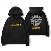 2024bbs Wheel Printed Hoodie Men's And Women's Car Modification Culture Four Seasons All Loose Casual Jacket Breathable Light - màu đen - Xem 1