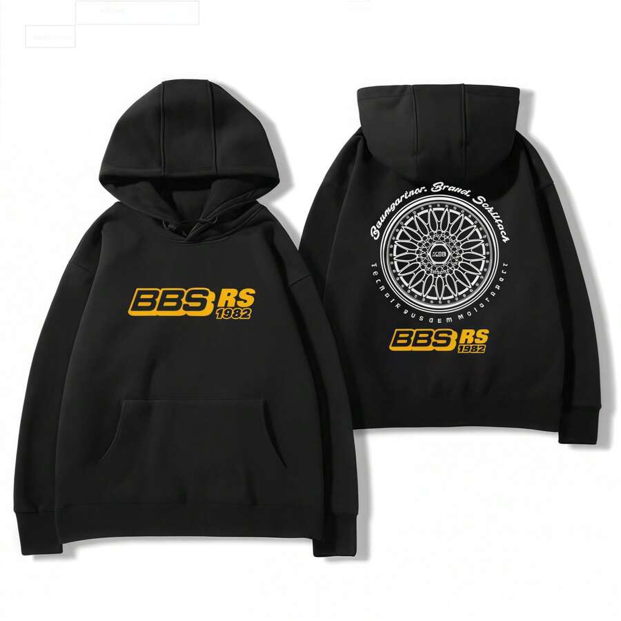 2024bbs Wheel Printed Hoodie Men's And Women's Car Modification Culture Four Seasons All Loose Casual Jacket Breathable Light - màu đen - Xem 1