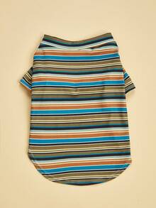 1 pieza Suéter grueso y suave para perro, sin pelusas, con estampado de rayas y cuello alto, adecuado para primavera y otoño - Verde - Ver 4