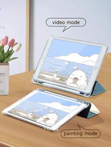 Cute Duck Cartoon Pattern Tablet Protective Case,Compatible With IPad 9.7/10.2/10.5/10.9/12.9/Pro 11, 10th Gen,Compatible With Samsung Galaxy Tab S6 Lite 10.4 Inch,Compatible With Kindle Paperwhite 12th Gen 2024,Kindle (11th Generation) 2022 Release,Kobo Clara Colour,Soft Anti-Fall Protection,Smart Stand/Automatic Wake Up/Sleep - Multicolor - View 8