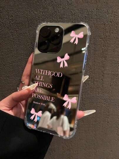 Bowknot Hear Cute Pattern Mirror Anti-Fall Sleeve Phone Case Compatible With IPhone 13/11/17/16/14/15/15pro/15 Plus/15 Promax/7plus/8plus/X/Xs Max/Xr/11pro/12pro/13pro/14pro/12mini/13mini/11promax/12promax/13promax/14promax/14plus/17pro/17Air/6/6s Plus/7/8/16Pro/16plus/16promax/Se2/17promax