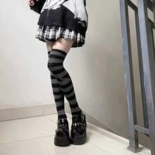 1 Pair Of Women's Thigh-High Plush Socks - Cute Cartoon Over-The-Knee Socks With Fluffy Kawaii Stripes, Warm Winter Leg Warmers - Multicolor - View 5