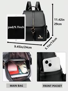 Anti-Theft PU Leather Backpack, Women's Wallet, Multifunctional Fashion Everyday Bag, Multi-Pocket Lightweight Travel Bag, Large Capacity Minimalist Backpack, Convenient Backpack, Suitable For Students, Nurses, Teachers, Business Professionals, Travel, Commuting, Shopping, Office, Dating, Hiking, Training, Work, Birthday Gift, Holiday Gift, Backpack - Multicolor - View 3