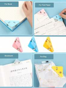 Colorful Multifunctional Creative Right Angled Triangle Corner Clips, Office Stationery Clips, Test Paper Anti Roll Clips, Anti Book Curling, Electronic Data Ticket Clips, Student Test Paper Edge Clips, Document Memo Clip Edge Corner Clips, Storage Clips, Triangular Book Clips, Sealing Clips, Paper Clips, Sealing Clips - Gold - View 3