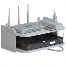 1pc Wall-Mounted Router & WiFi Organizer Rack - Cable Management Holder For Modems, Set-Top Boxes & TV Accessories | Space-Saving Decorative Storage Design, Ventilated | No Drilling Installation, Create Tidy Home/Office Layout, Practical Organizer - Multicolor - View 5