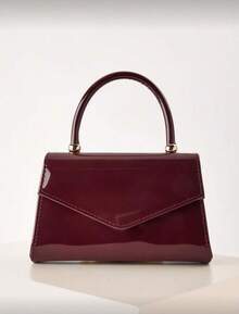 Fashion Solid Color Mirrored Handbag Evening Bag, Charming And Elegant Women's Business Bag, Suitable For Party Girls, College Students, Brides, Match With Party Dresses, Wedding Dresses, Evening Dresses, Tight Skirts, Very Suitable For Weddings, Gatherings, Banquets, Parties, Dances, Best Gifts For Women - 酒紅色 - 查看 2