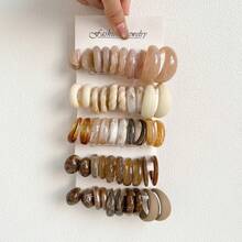 1-15对随机字母、水滴、几何、复古硬币风格、Y2K夸张时尚亚克力耳环套装，适合女性，母亲节、情人节、圣诞节、新年、日常佩戴 - 彩色 - 查看 3