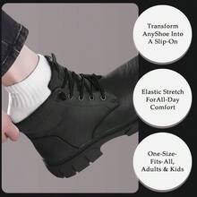 Half Round Shoes Laces, Elastic Oval Shoelaces Sneakers And Casual Shoes, 100cm/39.37 Inch - 黑色 - 查看 4