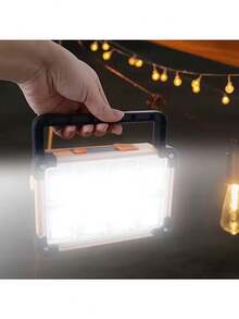 144 LED Super Bright Portable 180° Adjustable LED Floodlight, Solar & USB Rechargeable Battery, Outdoor Sports Hiking Camping Light Accessory, Solar & USB Rechargeable Super Bright Portable LED Floodlight, IP44 Waterproof 4 Modes Indoor Outdoor Lighting Flashlight, Suitable For Outdoor Garden Spotlight - Multicolor - View 2