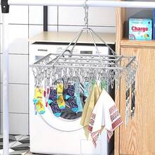 40个装不锈钢袜子晾衣架，金属夹袜子挂钩，内衣晾晒配件，包含40个夹子，360°旋转，防风，节省空间，强力夹持，防锈，情人节礼物，2025必备，袜子收纳架 - 彩色 - 查看 6