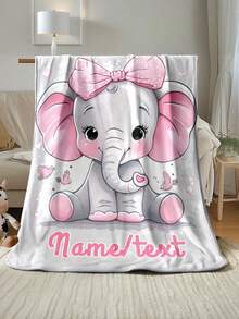 Customizable Name Elephant Blanket, All-Season Lightweight & Warm, Tear-Resistant, Personalized Gift For Sofa, Camping, Office, Bed, Machine Washable, Elephant - Multicolor - View 6