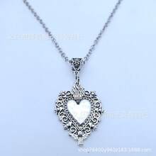 Collar de corazón de encaje de plata con colgante de corazón ardiente de, collar de joyería gótica - Corazón de plata - Ver 2