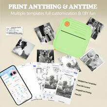 Portable Thermal Printer With Single Roll Thermal Paper - - Mini Mobile Receipt Printer, Ink-Free Sticker & Pocket Printer For Smartphones, For Photos, Diaries, Notes, Memos, DIY Printing, Etc(Compatible With Smartphones) - Màu xanh nhạt - Xem 6