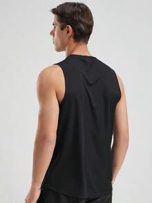 Men's Sports Tank Top, Breathable Quick-Dry Fitness Running Casual T-Shirt, Super Lightweight Moisture-Wicking - Black - View 3