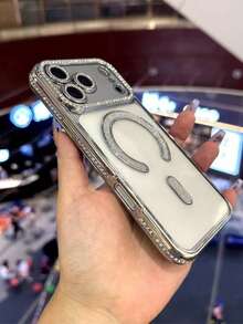 Ốp lưng điện thoại cao cấp mạ vàng, đính đá lấp lánh sang trọng, tương thích với iPhone 17 Pro Max, 16, 15, 14, 13, 12, 11 Pro, bao gồm miếng dán bảo vệ ống kính camera và nắp sạc không dây, quà tặng cho mẹ. - Bạc - Xem 3