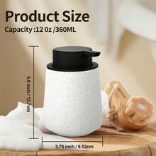 1 Piece 12oz Foam Hand Soap Bottle Ceramic Foam Soap Dispenser Manual Press Wide Mouth Refillable Facial Cleanser, Hand Soap, Shower Gel, Shampoo, Restaurant Cleanser Lotion Dispensing Bottle - Suitable For Hotel, Kitchen, Bathroom, Home Accessories - Black - View 3