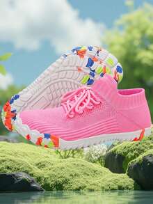 Ladies' Outdoor Shoes, Beach Shoes, Water Shoes, Socks Shoes, Leisure Shoes, Sports Shoes, Fitness Shoes, Suitable For Indoor And Outdoor Use. Upper Is Comfortable And Breathable, The Insole Is Comfortable And Soft, And The Sole Is Slip-Resistant. - Pink - View 3