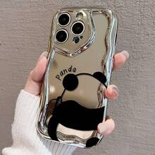 かわいいパンダデザイン 電鍍防摔スマホケース for  17 Pro Max/16 Pro/15 Plus/14/13/12/11 ショックアブソーバー機能搭載 高級感ある電鍍加工 落下防止 スマホを守るファッションアクセサリー 携帯保護カバー - シルバー - チェックする 1