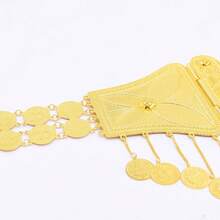 1pc Chain Geometric Tassel Carved Coin Pendant Waist Belt, Wholesale Middle Eastern Gold Body Chain