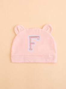 1顶婴儿粉色薄款26字母耳朵针织帽，可爱熊耳造型，柔软舒适轻便，适合0-3个月新生儿四季日常佩戴，多种字母可选 - 粉色 - 查看 22